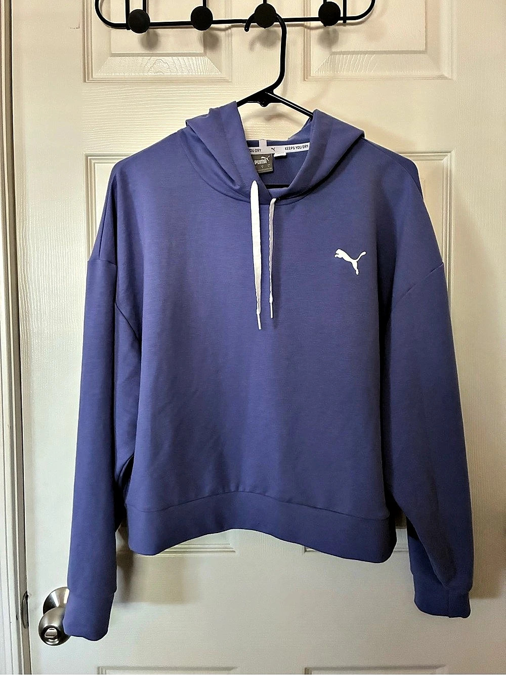Puma Keeps You Dry Purple Cropped Hoodie Large